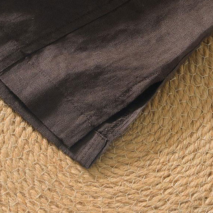 Camisa informal de lino con cuello en V y manga corta para hombre con estampado de Buddha Stones