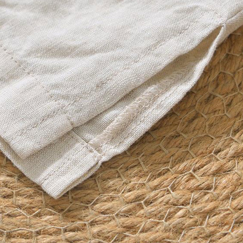 Camisa informal de lino con cuello en V y manga corta para hombre con estampado de Buddha Stones - image 4