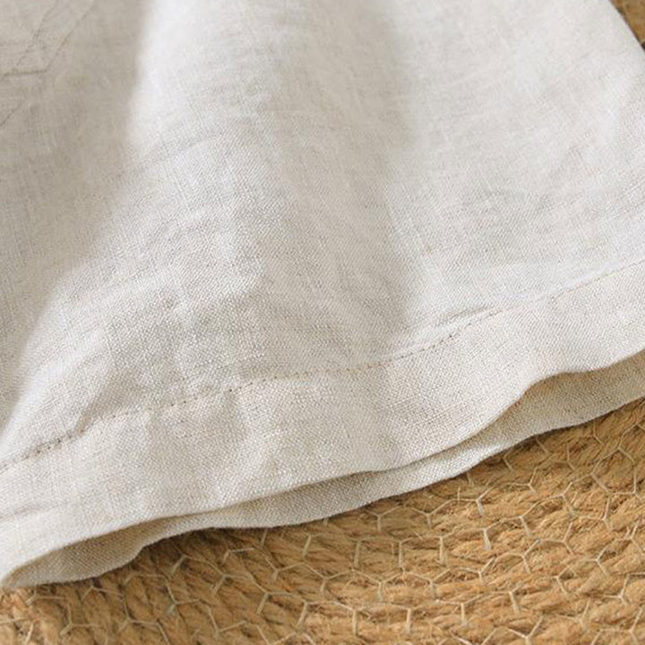 Camisa informal de lino con cuello en V y manga corta para hombre con estampado de Buddha Stones - image 3