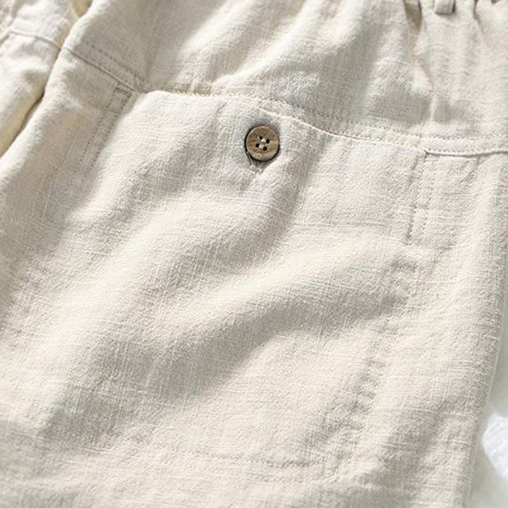 Pantalones de lino y algodón para hombre, versátiles, informales, con cordón, de largo 7-8 y bolsillos , de Buddha Stones