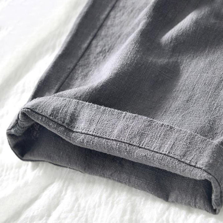 Pantalones de lino y algodón para hombre, versátiles, informales, con cordón, de largo 7-8 y bolsillos , de Buddha Stones