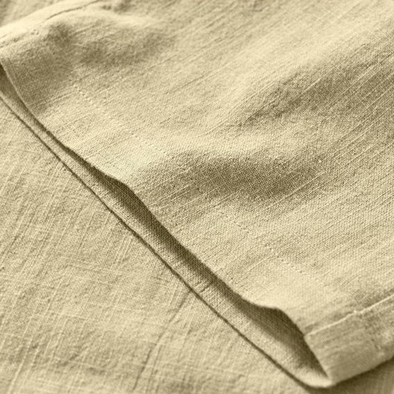Pantalones de lino y algodón para hombre, versátiles, informales, con cordón, de largo 7-8 y bolsillos , de Buddha Stones