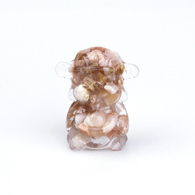 Buddha Stones, Dios de la Riqueza, Amatista, Cristal, Resina, Energía, Fortuna, Decoración del Hogar