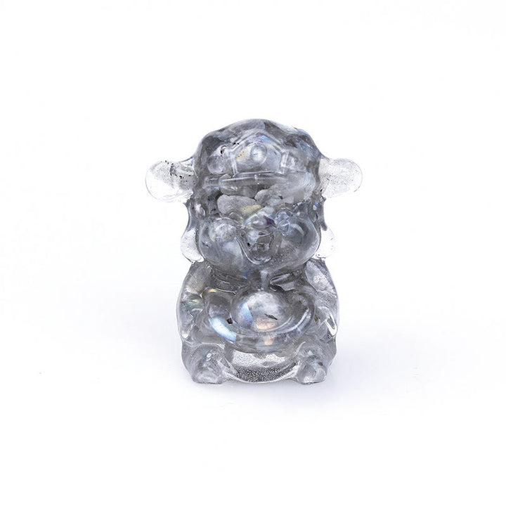 Buddha Stones, Dios de la Riqueza, Amatista, Cristal, Resina, Energía, Fortuna, Decoración del Hogar - Labradorita 5,6 x 4,7 x 3,5 cm - image 23