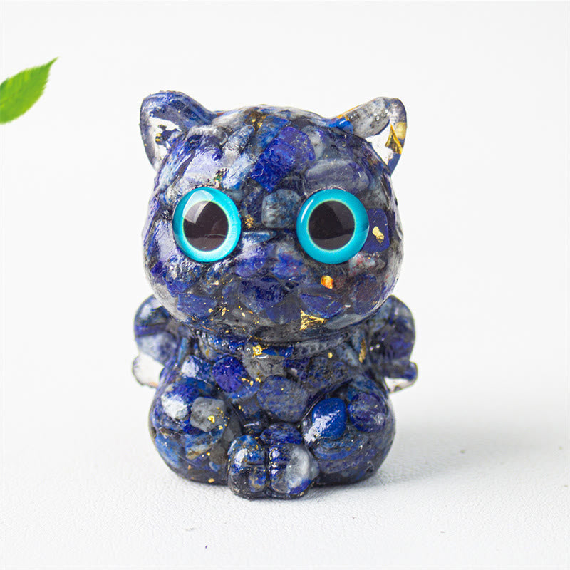 Buddha Stones, lindo gato, lazurita, amatista, obsidiana negra, aguamarina, cristal de resina, decoración positiva para el hogar. - image 2