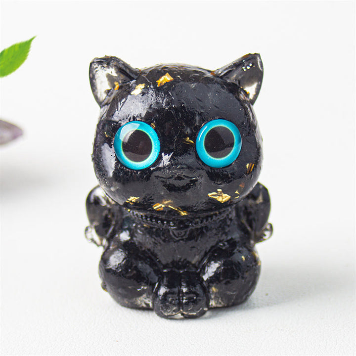 Buddha Stones, lindo gato, lazurita, amatista, obsidiana negra, aguamarina, cristal de resina, decoración positiva para el hogar. - Obsidiana negra 5,5 x 4,5 x 3,5 cm - image 10