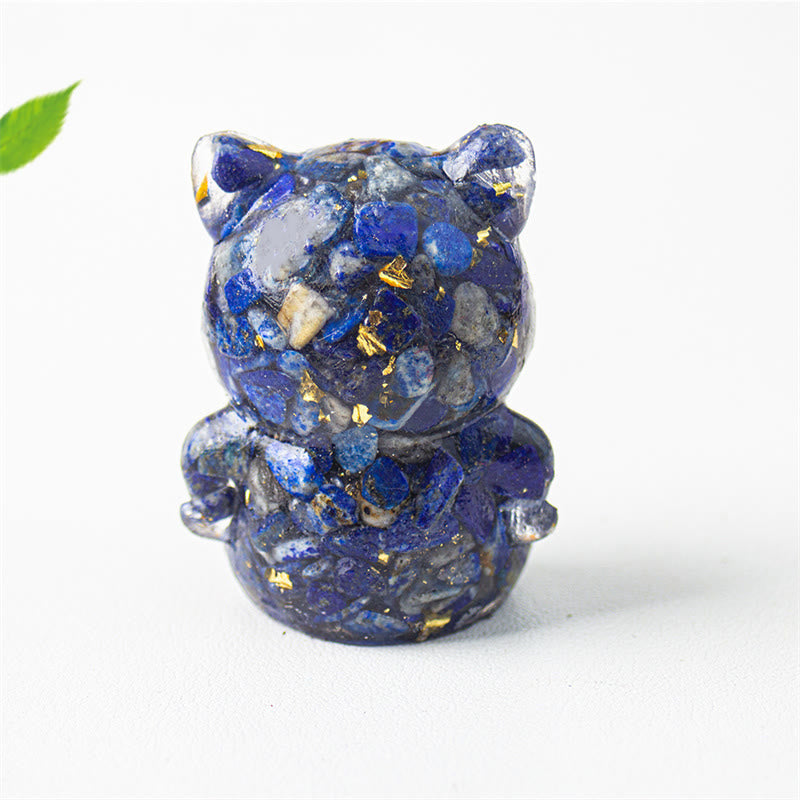 Buddha Stones, lindo gato, lazurita, amatista, obsidiana negra, aguamarina, cristal de resina, decoración positiva para el hogar. - image 4