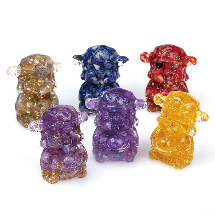 Buddha Stones, Dios de la Riqueza, Amatista, Cristal, Resina, Energía, Fortuna, Decoración del Hogar