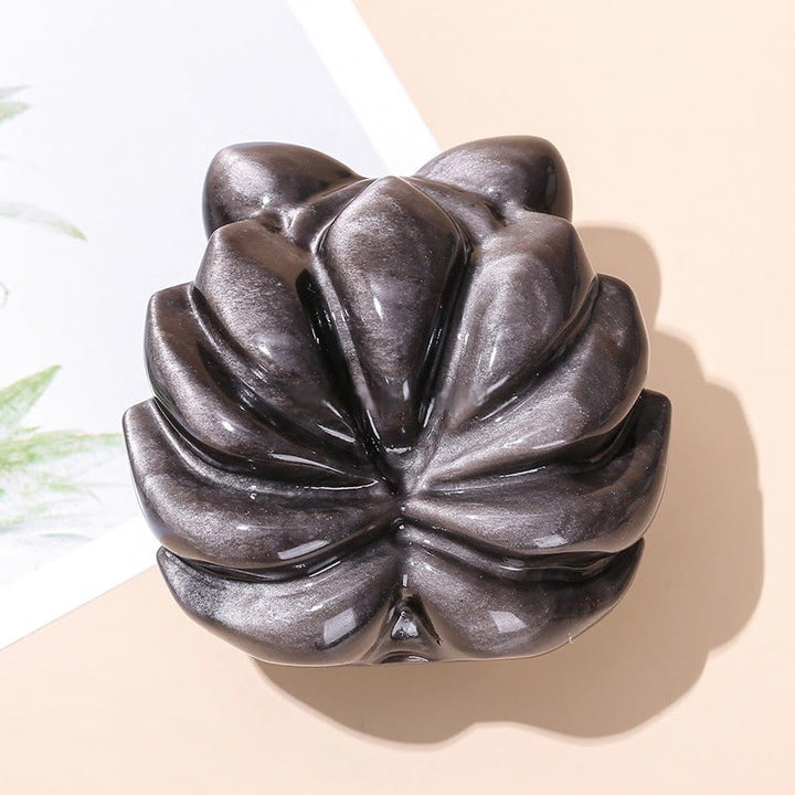 Buddha Stones con brillo plateado natural, obsidiana, zorro de nueve colas, protección, decoración del hogar - image 2