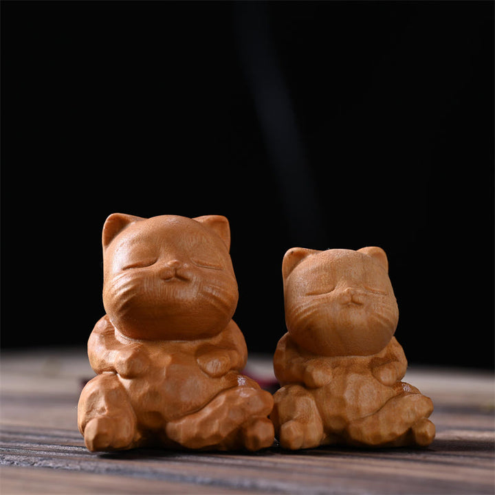 Mini gato sentado con Buddha Stones, sándalo, protección, decoración del hogar - image 0