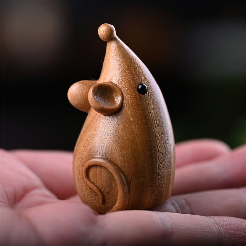 Buddha Stones, Gato Pequeño, Ratón, Sándalo Verde, Palosanto Rojo Africano, Paz, Decoración del Hogar - Ratón de sándalo verde 5,5 x 3,1 x 3 cm - image 14