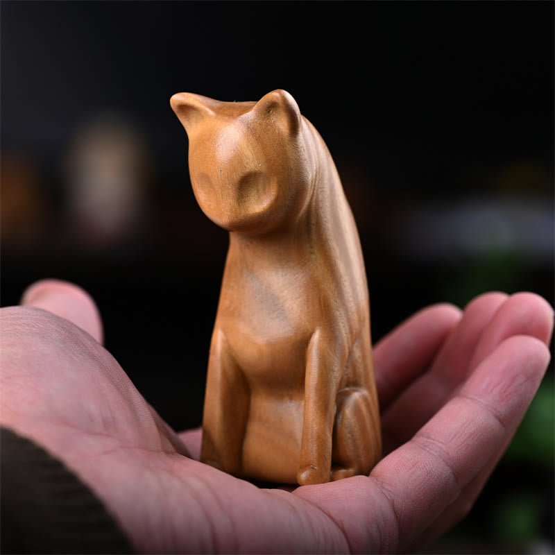 Buddha Stones, Gato Pequeño, Ratón, Sándalo Verde, Palosanto Rojo Africano, Paz, Decoración del Hogar - Gato de sándalo verde 9*4*4cm - image 7
