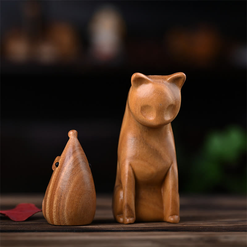 Buddha Stones, Gato Pequeño, Ratón, Sándalo Verde, Palosanto Rojo Africano, Paz, Decoración del Hogar - image 2
