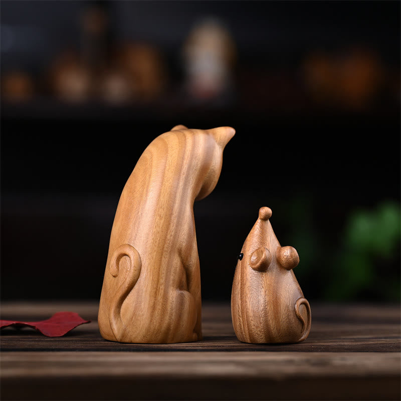 Buddha Stones, Gato Pequeño, Ratón, Sándalo Verde, Palosanto Rojo Africano, Paz, Decoración del Hogar - image 4