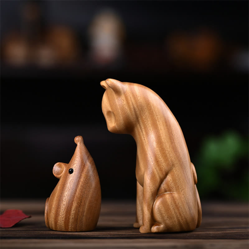Buddha Stones, Gato Pequeño, Ratón, Sándalo Verde, Palosanto Rojo Africano, Paz, Decoración del Hogar - image 5