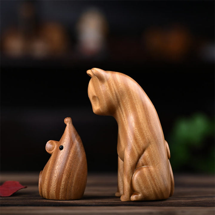 Buddha Stones, Gato Pequeño, Ratón, Sándalo Verde, Palosanto Rojo Africano, Paz, Decoración del Hogar - image 5