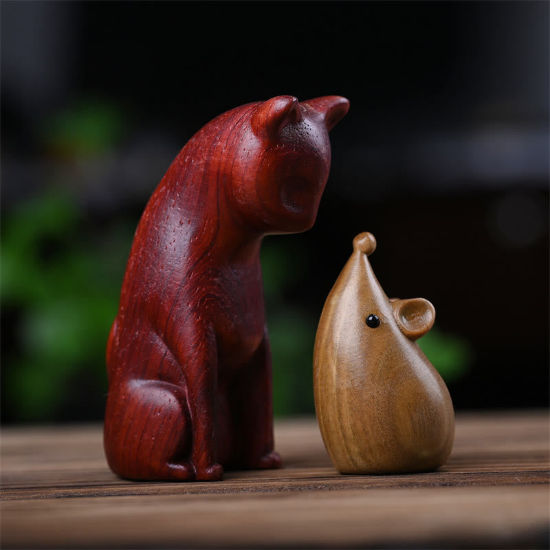 Buddha Stones, Gato Pequeño, Ratón, Sándalo Verde, Palosanto Rojo Africano, Paz, Decoración del Hogar - image 24