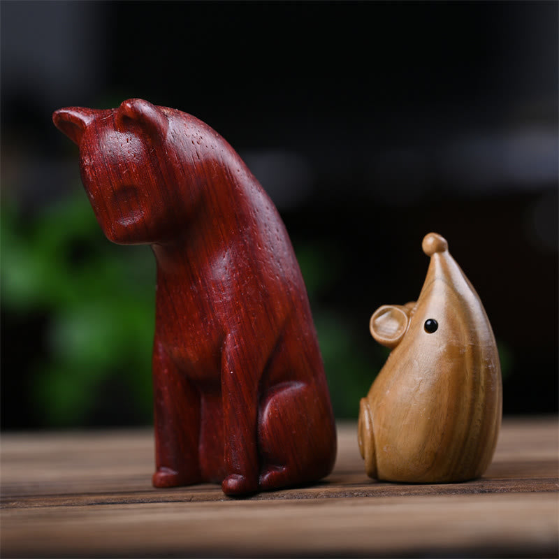 Buddha Stones, Gato Pequeño, Ratón, Sándalo Verde, Palosanto Rojo Africano, Paz, Decoración del Hogar - image 25