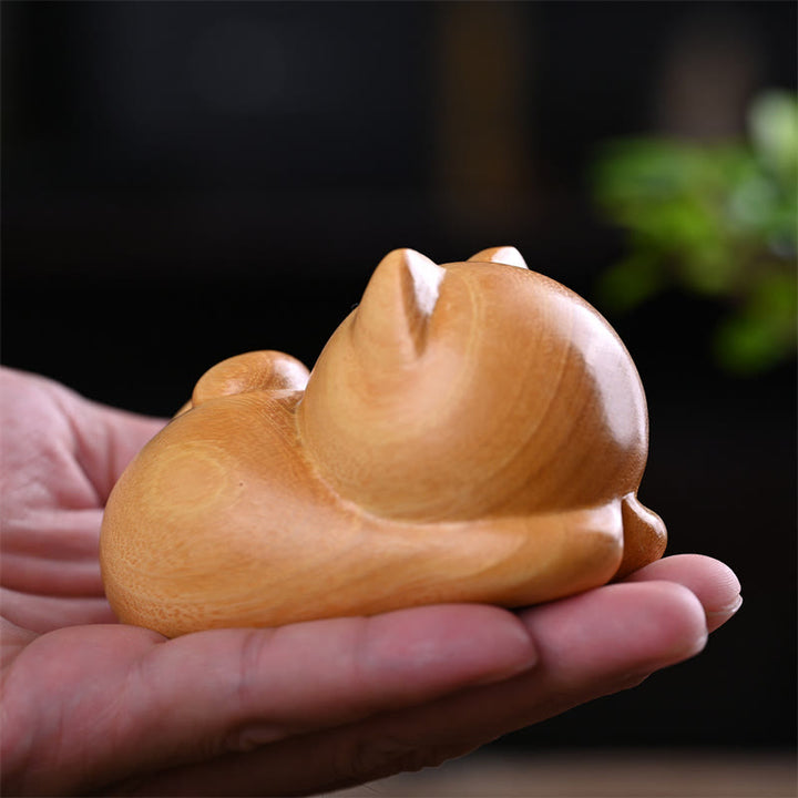 Buddha Stones, pequeño, lindo, gato durmiendo seguro, sándalo, curación, decoración del hogar - Gato durmiendo 9cm - image 11