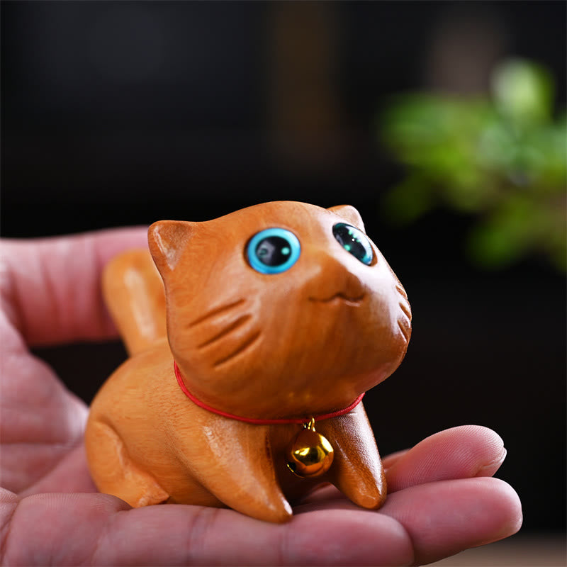 Buddha Stones, pequeño, lindo, gato durmiendo seguro, sándalo, curación, decoración del hogar - image 1