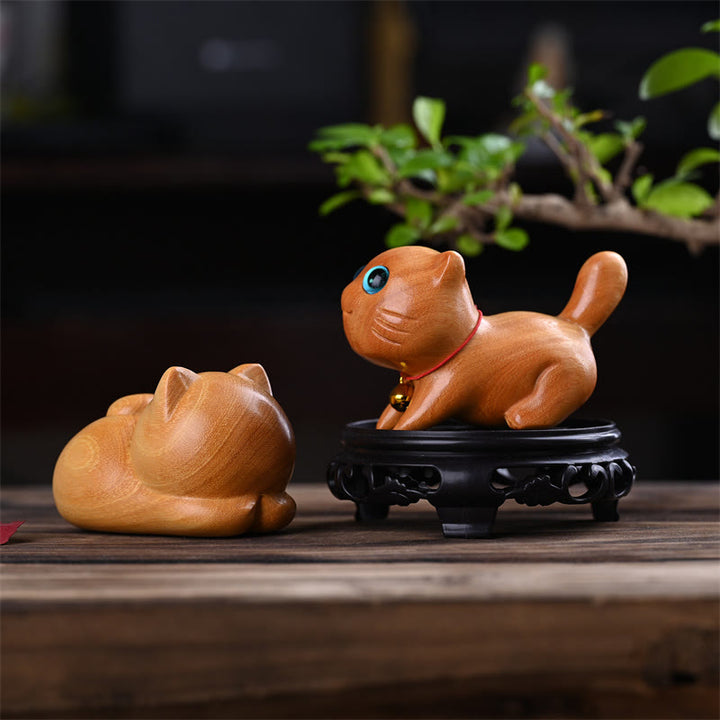 Buddha Stones, pequeño, lindo, gato durmiendo seguro, sándalo, curación, decoración del hogar - image 8
