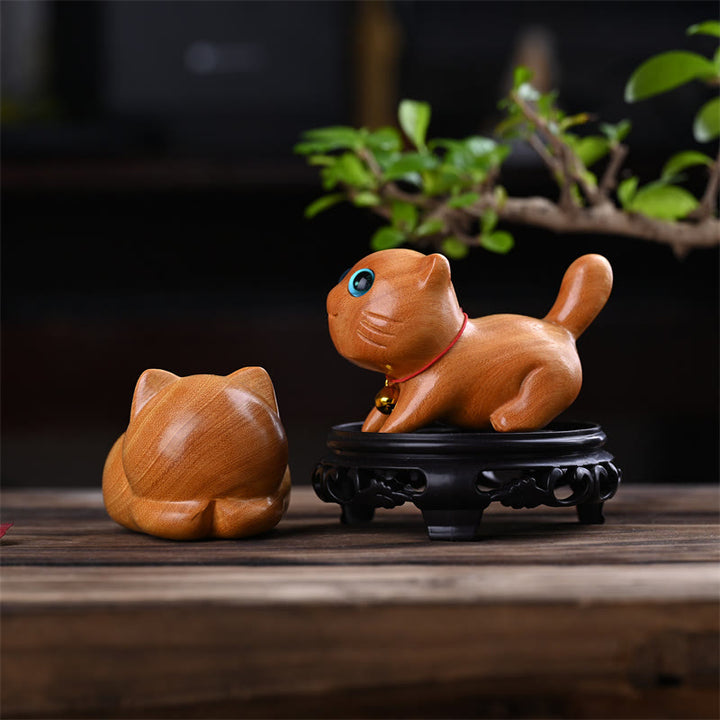 Buddha Stones, pequeño, lindo, gato durmiendo seguro, sándalo, curación, decoración del hogar - image 10