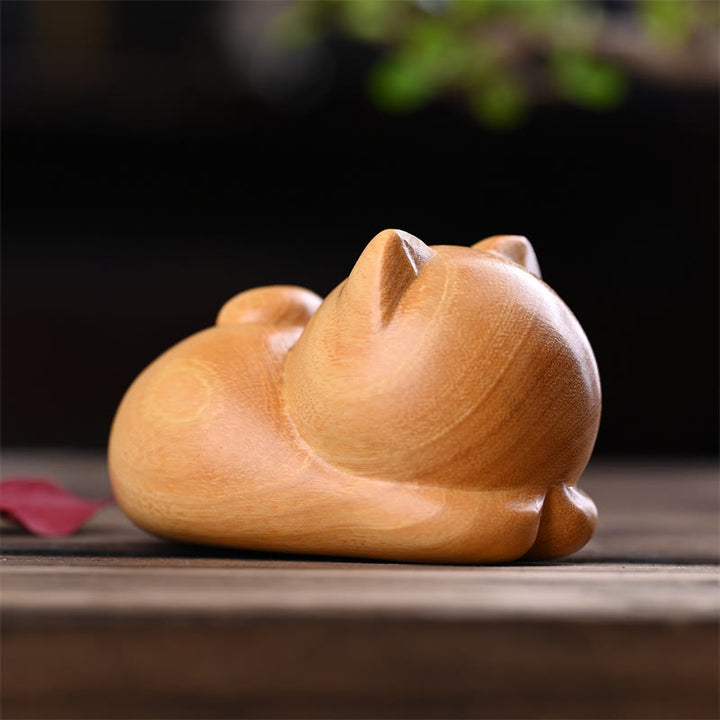 Buddha Stones, pequeño, lindo, gato durmiendo seguro, sándalo, curación, decoración del hogar - image 12
