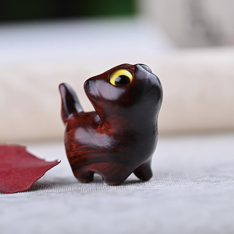 Buddha Stones, sándalo verde, madera de ébano, sándalo, hoja pequeña, sándalo rojo, mini gato de la suerte, decoración de paz - Hoja pequeña de sándalo rojo con ojos amarillos (3,1 x 1,8 x 3,2 cm) - image 13