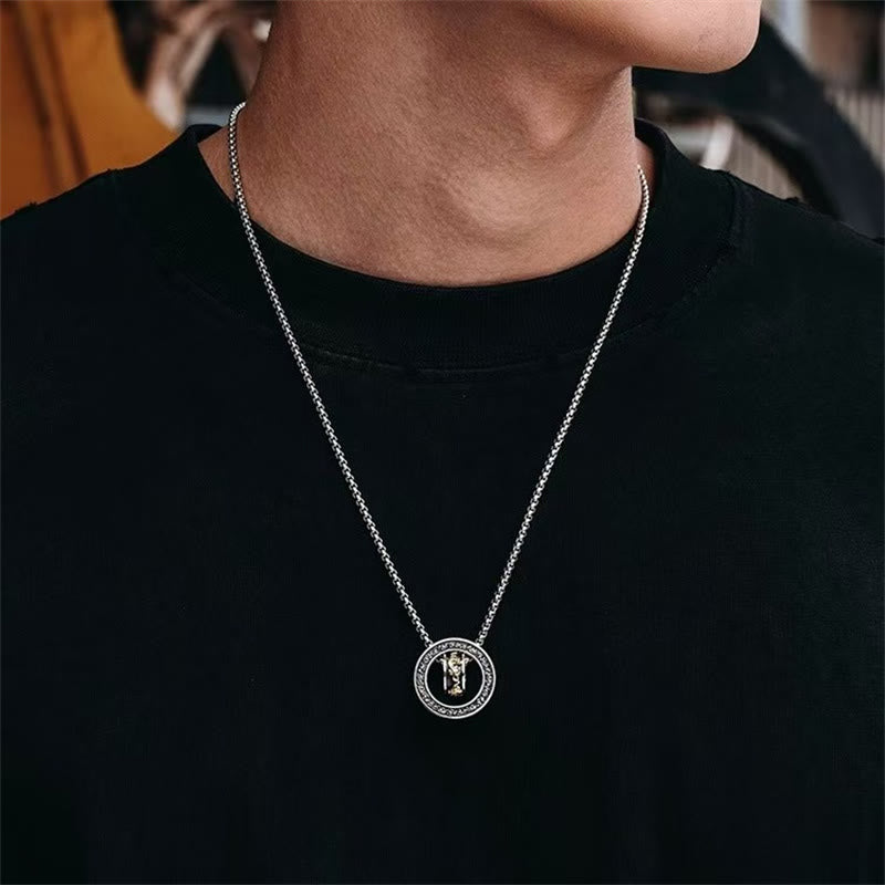 Collar con colgante giratorio de riqueza y hebilla de paz con doble anillo de Buddha Stones PiXiu - image 3
