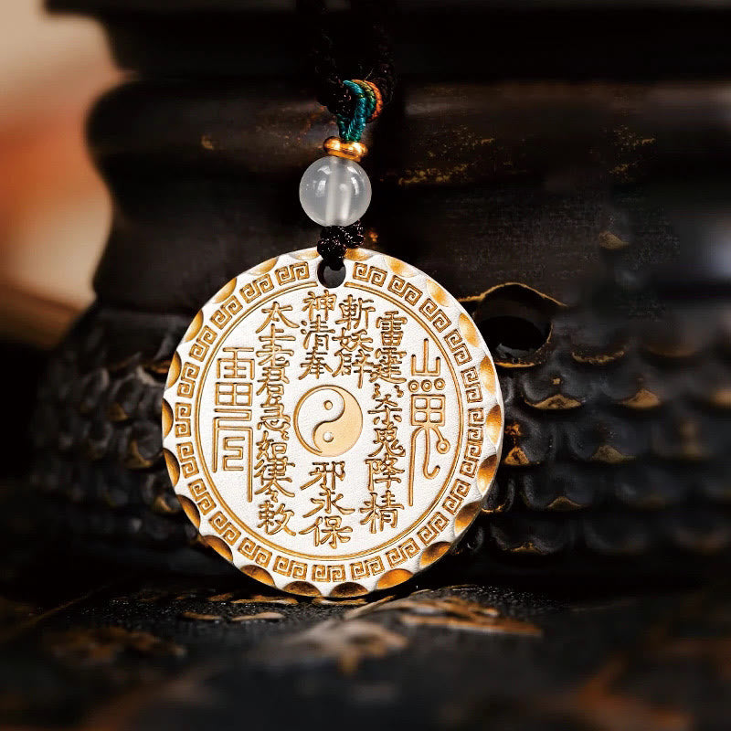 Colgante de collar de armonía de cobre con diseño Yin Yang Bagua , Buddha Stones, montaña, fantasmas, gastar dinero - Los fantasmas de la montaña gastan dinero - image 1