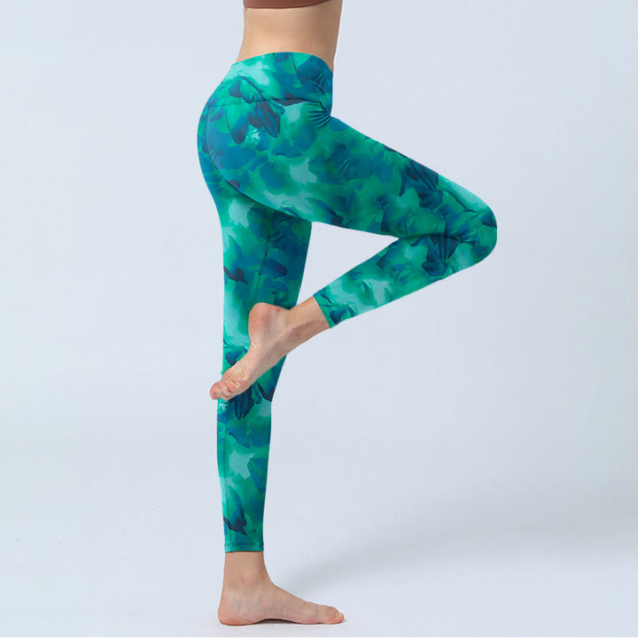Leggings de yoga para mujer con estampado floral de Buddha Stones - image 4