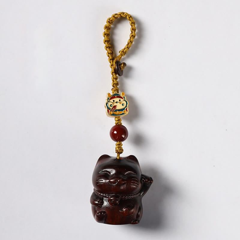 Buddha Stones, hoja pequeña, sándalo rojo, sándalo verde, sándalo, gato de la suerte, llavero protector, adorno colgante para teléfono.