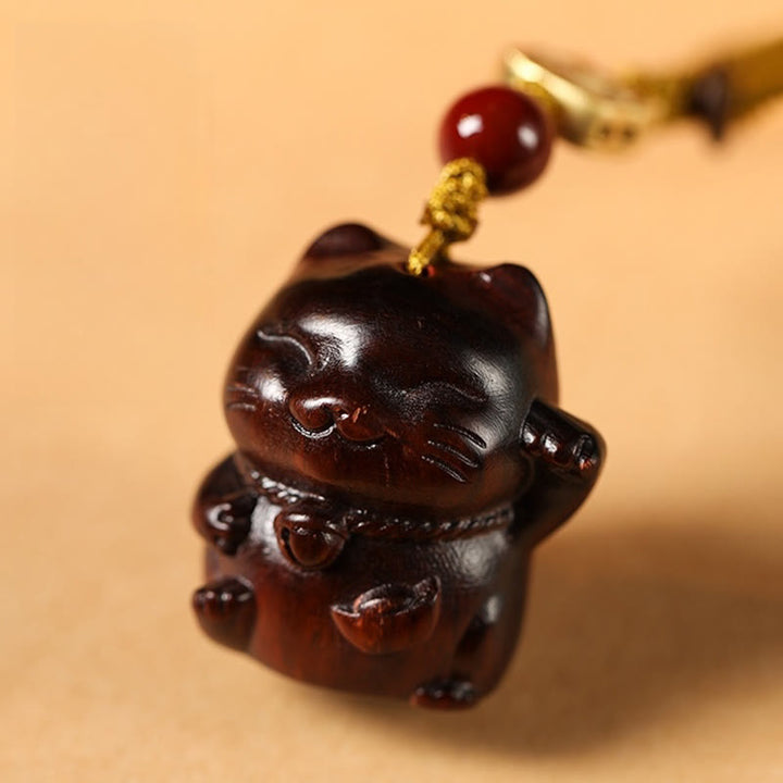 Buddha Stones, hoja pequeña, sándalo rojo, sándalo verde, sándalo, gato de la suerte, llavero protector, adorno colgante para teléfono.