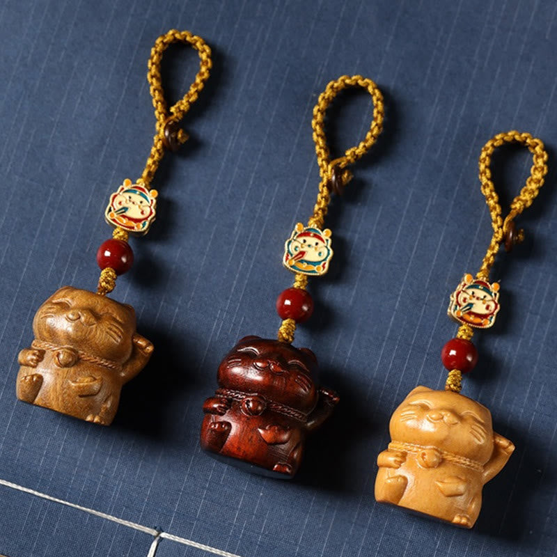 Buddha Stones, hoja pequeña, sándalo rojo, sándalo verde, sándalo, gato de la suerte, llavero protector, adorno colgante para teléfono.