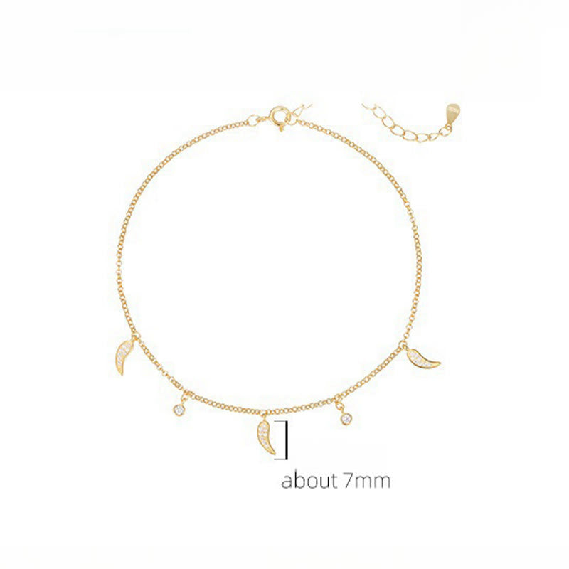 Tobillera de protección con dije de pimiento pequeño y circonitas de plata de ley 925 con Buddha Stones