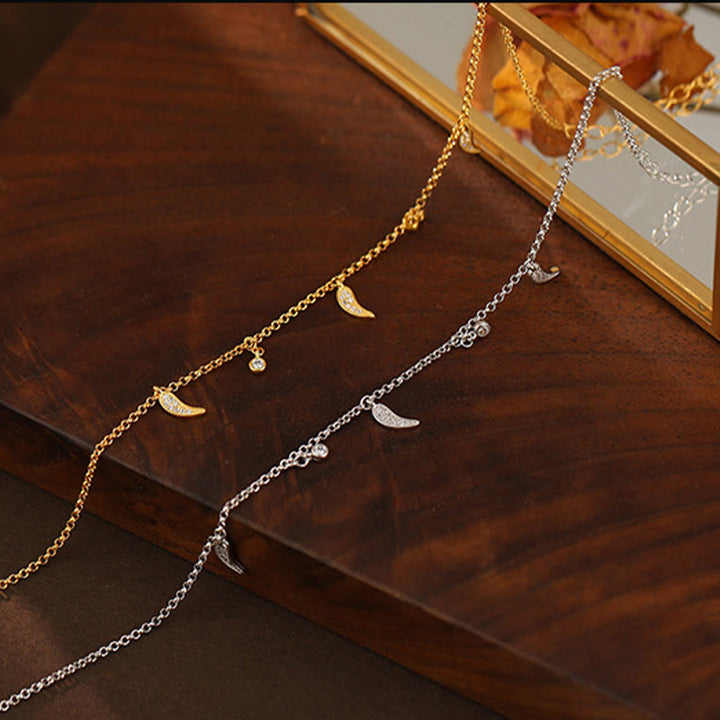 Tobillera de protección con dije de pimiento pequeño y circonitas de plata de ley 925 con Buddha Stones