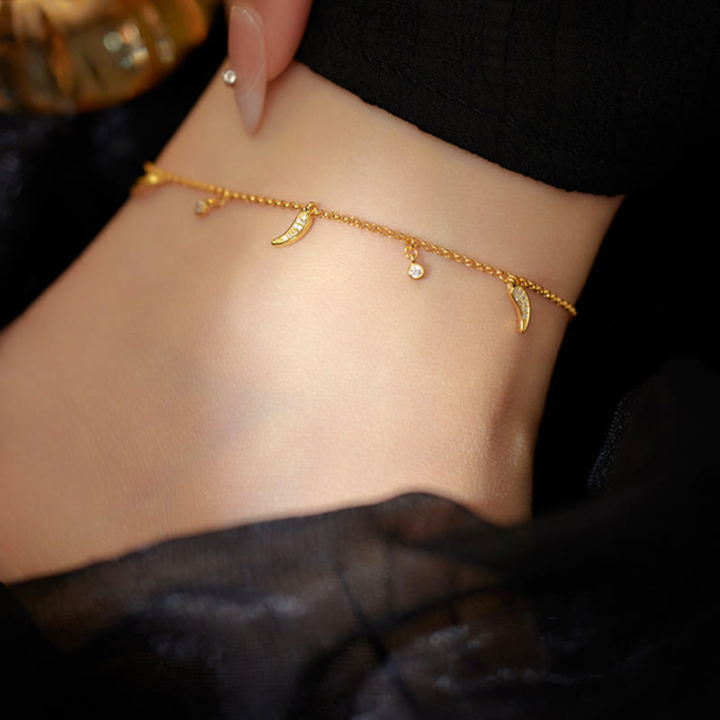 Tobillera de protección con dije de pimiento pequeño y circonitas de plata de ley 925 con Buddha Stones - image 4