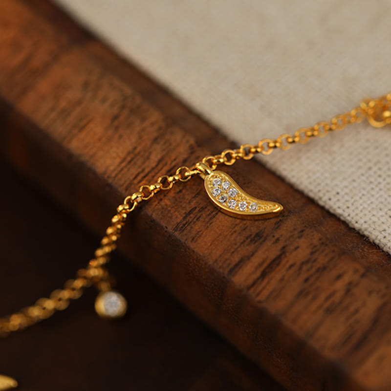 Tobillera de protección con dije de pimiento pequeño y circonitas de plata de ley 925 con Buddha Stones - image 6