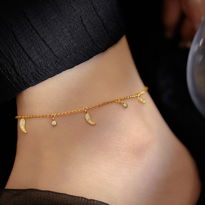 Tobillera de protección con dije de pimiento pequeño y circonitas de plata de ley 925 con Buddha Stones - image 3