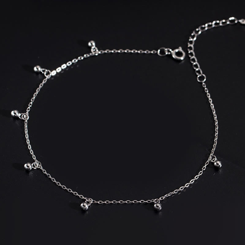 Tobillera con dije de bendición de cuentas pequeñas de plata de ley 925 con Buddha Stones
