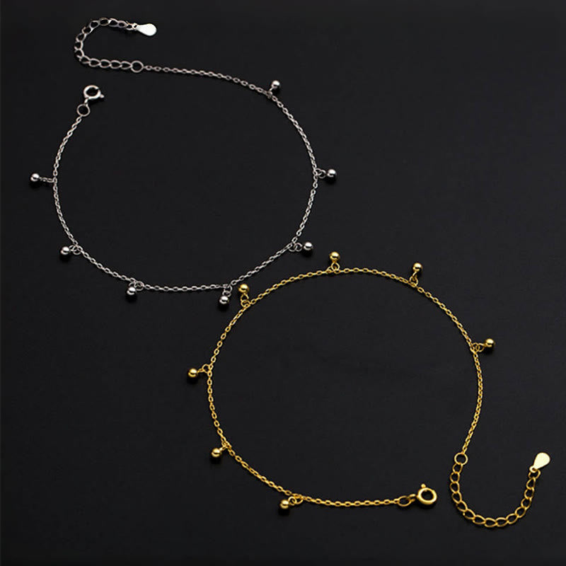 Tobillera con dije de bendición de cuentas pequeñas de plata de ley 925 con Buddha Stones