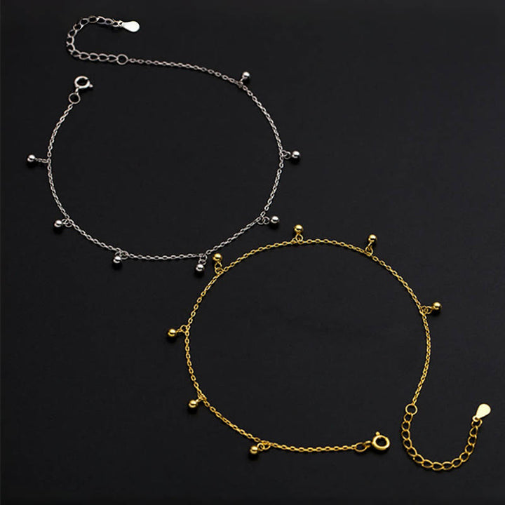 Tobillera con dije de bendición de cuentas pequeñas de plata de ley 925 con Buddha Stones