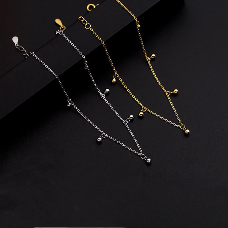Tobillera con dije de bendición de cuentas pequeñas de plata de ley 925 con Buddha Stones