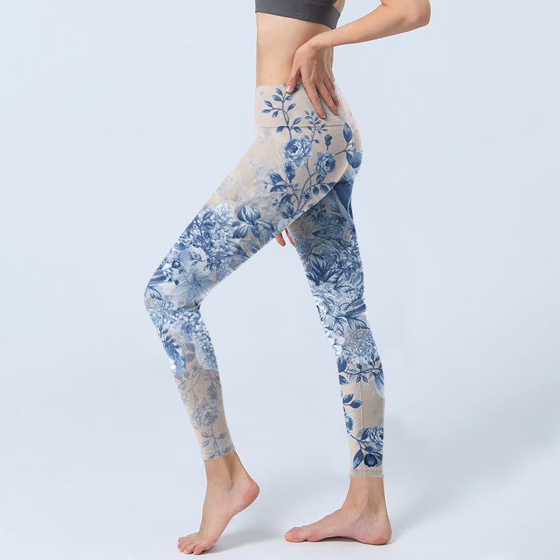 Leggings de yoga para mujer con estampado de margaritas y rosas de Buddha Stones - image 2