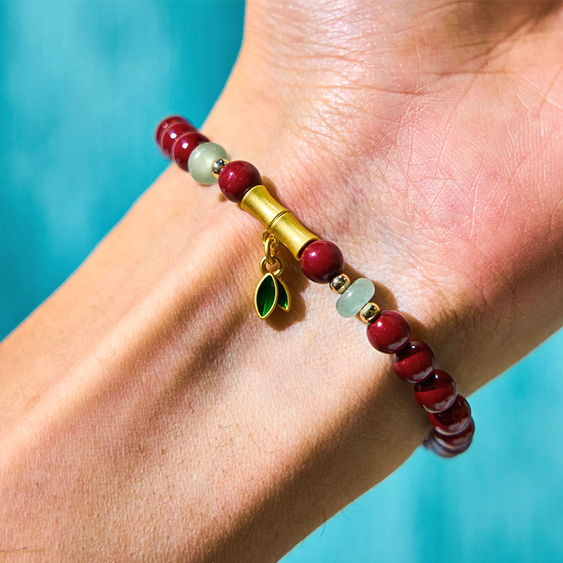 Pulsera de concentración de bambú y cinabrio con Buddha Stones