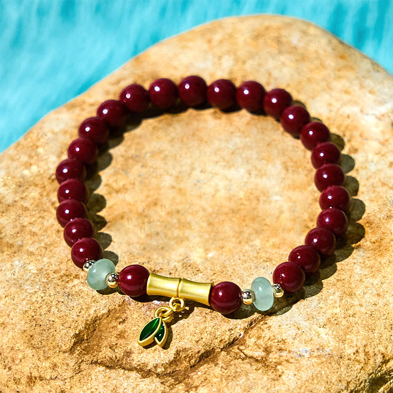 Pulsera de concentración de bambú y cinabrio con Buddha Stones