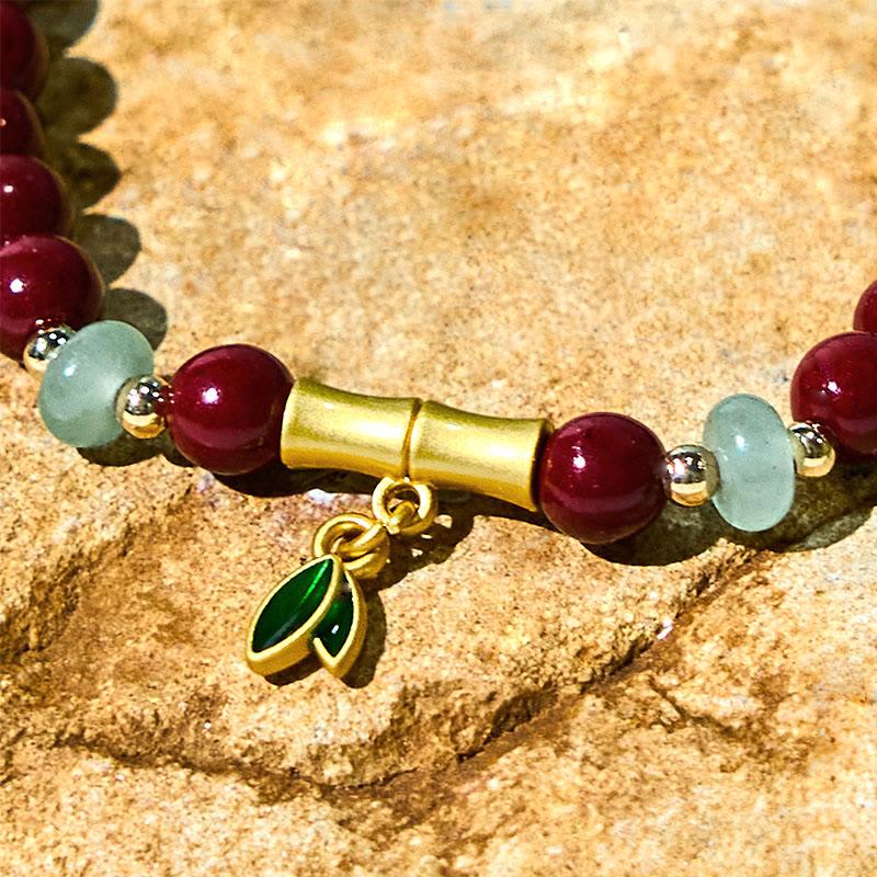 Pulsera de concentración de bambú y cinabrio con Buddha Stones