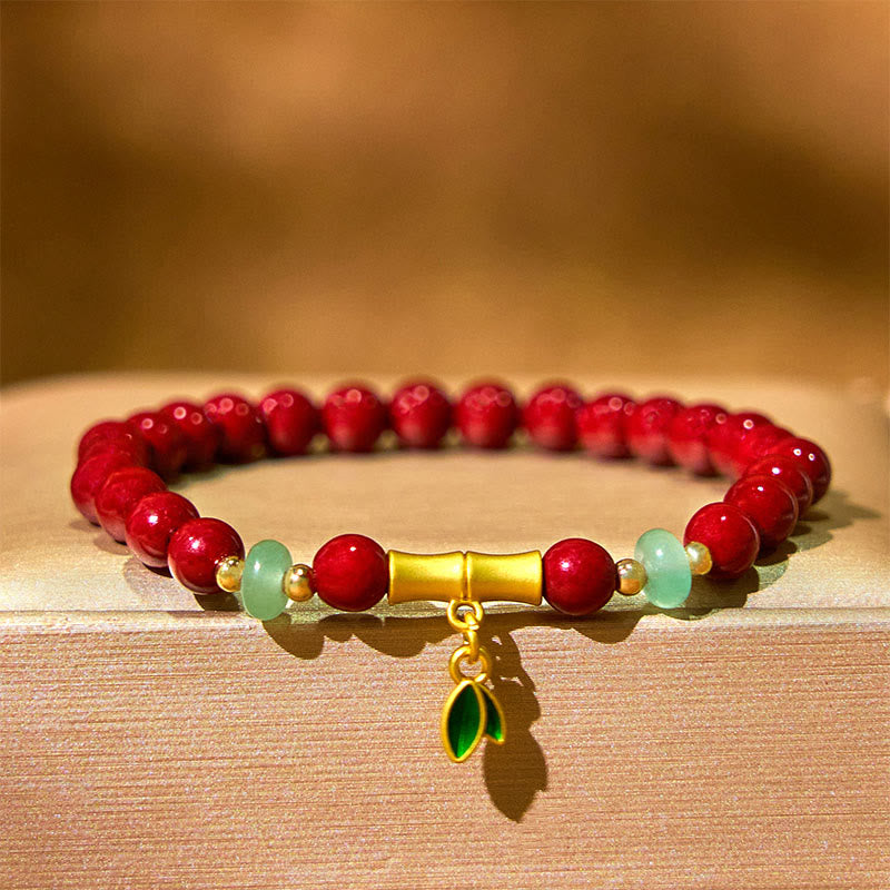 Pulsera de concentración de bambú y cinabrio con Buddha Stones