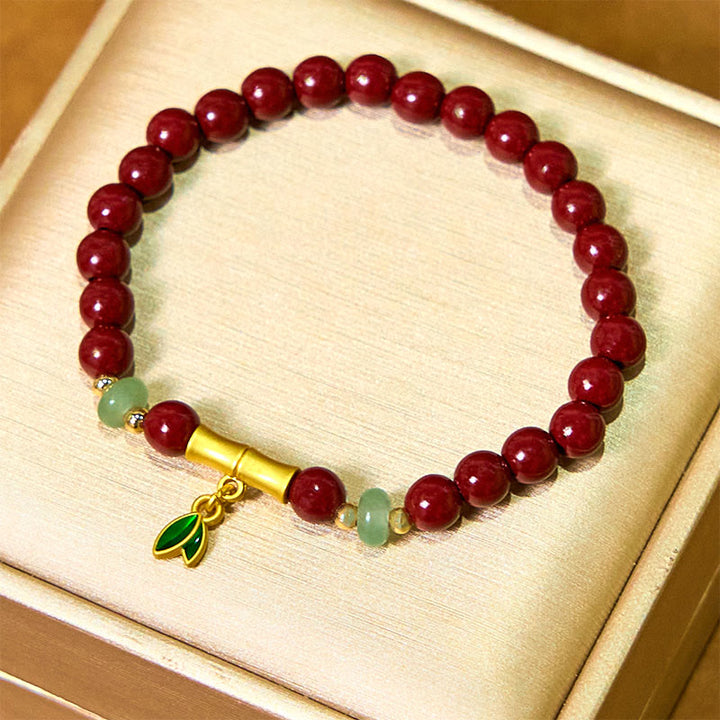 Pulsera de concentración de bambú y cinabrio con Buddha Stones