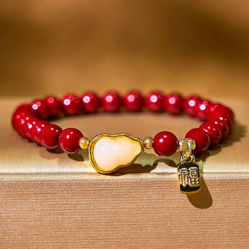 Pulsera con amuleto de bendición con Buddha Stones y calabaza cinabrio